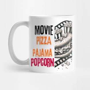 Gift Idea Women Girls Movie Pizza Pajama Popcorn Mug